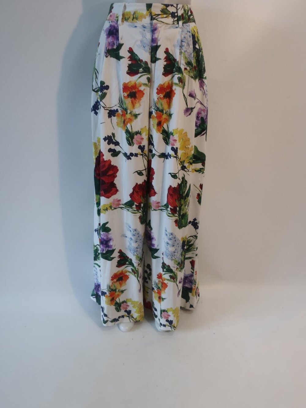 Womens Alice + Olivia Vibrant Multicolor (Item- 73) Floral Wide Leg Pants 2 - Picture 3 of 10